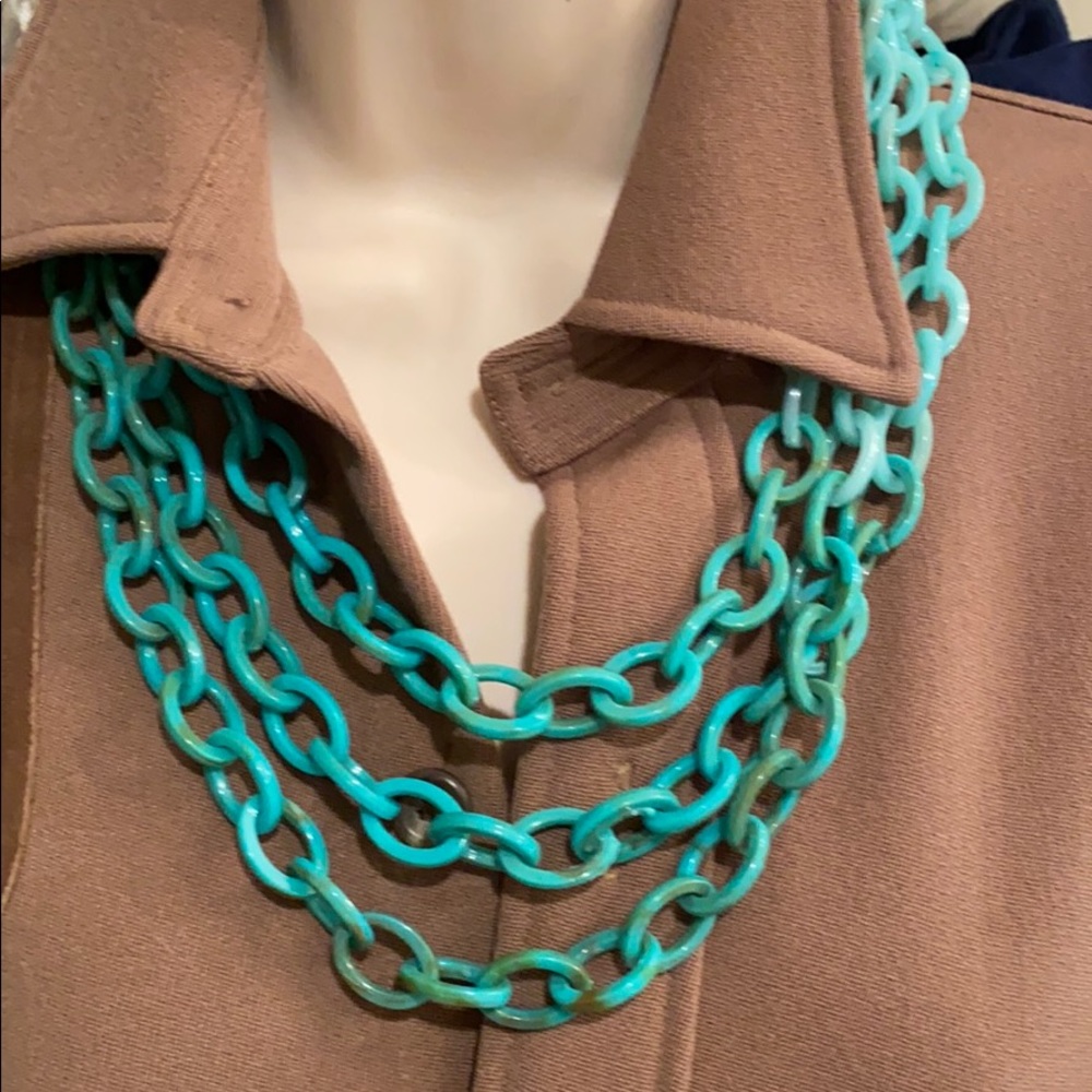 PANACEA TURQUOISE RESIN 3 STRAND NECKLACE FROM NEIMAN MARCUS NWT - Picture 3 of 13